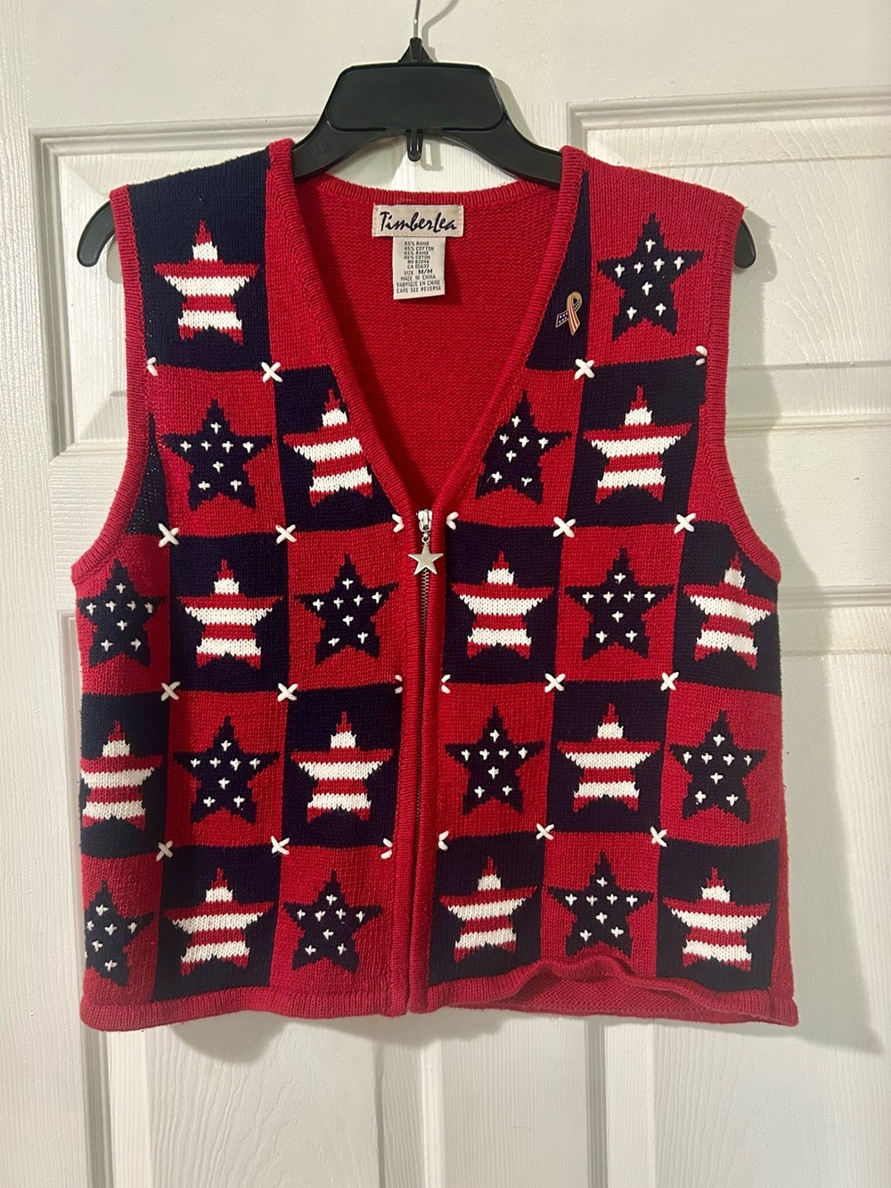 Vintage Timberlea Red Star Zip Knit Vest